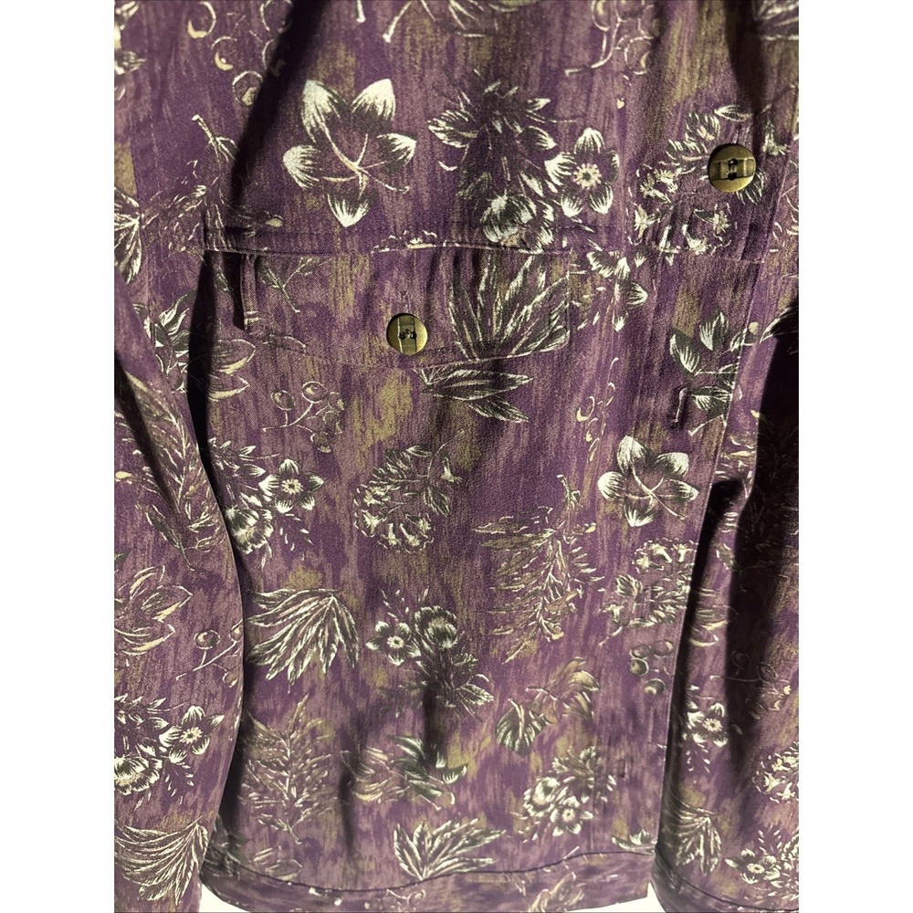 Cj Banks Stretch Button Up Shirt Jacket Floral Base color Purple Long Sleeve XL - Picture 4 of 9